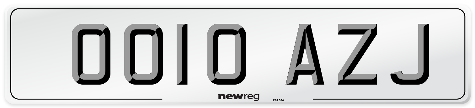 OO10 AZJ Number Plate from New Reg